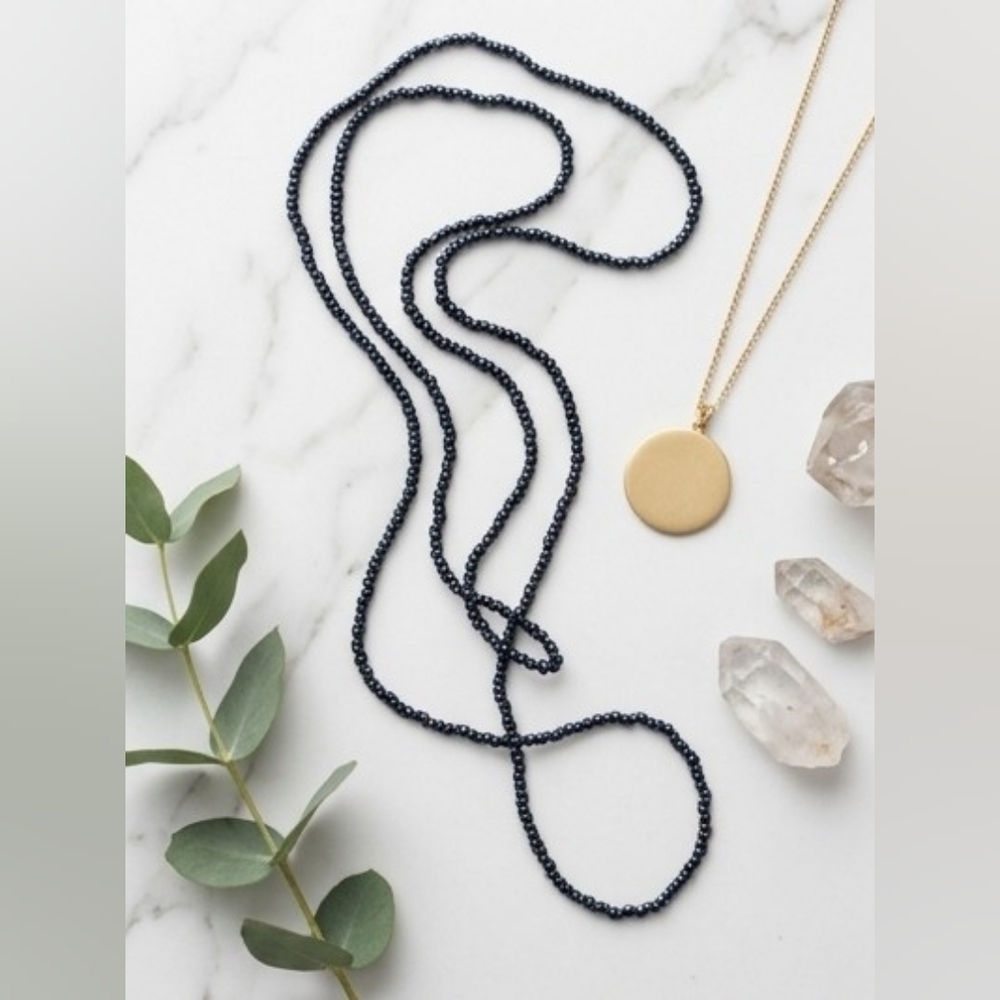 🔥 FAST SALE: Dark Iridescent / Oil Slick Seed Bead Lariat Necklace (Long)